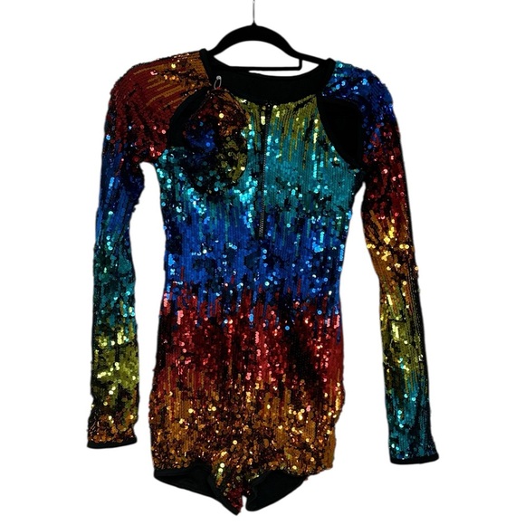 Weissman Rainbow Festival Party Disco Event Dance Sequin LGTBQ Costume Jumpsuit - Picture 6 of 12
